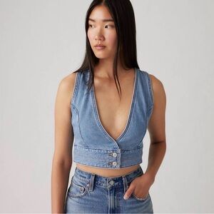 Levi's Light Blue Denim Vest with Label Detail